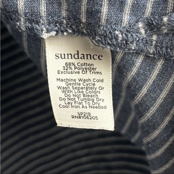 Sundance Day to Day Coastal Shift Dress Sz L Blue Striped Cap Sleeve Beach - Picture 9 of 11